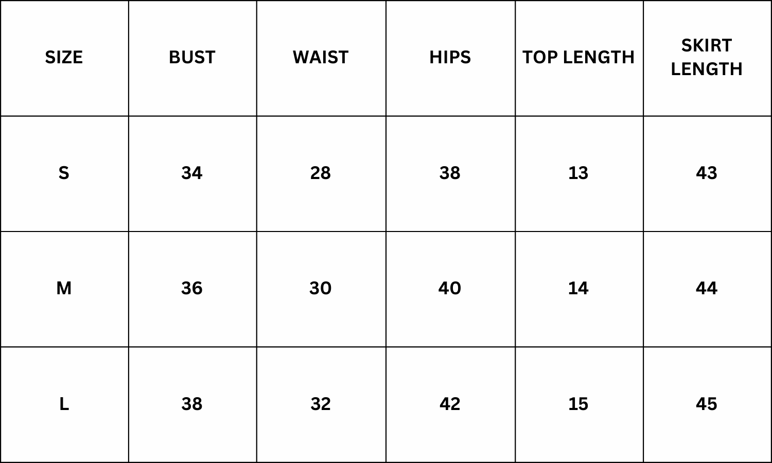 Size Chart for Brigitte Co ord Set - Brown