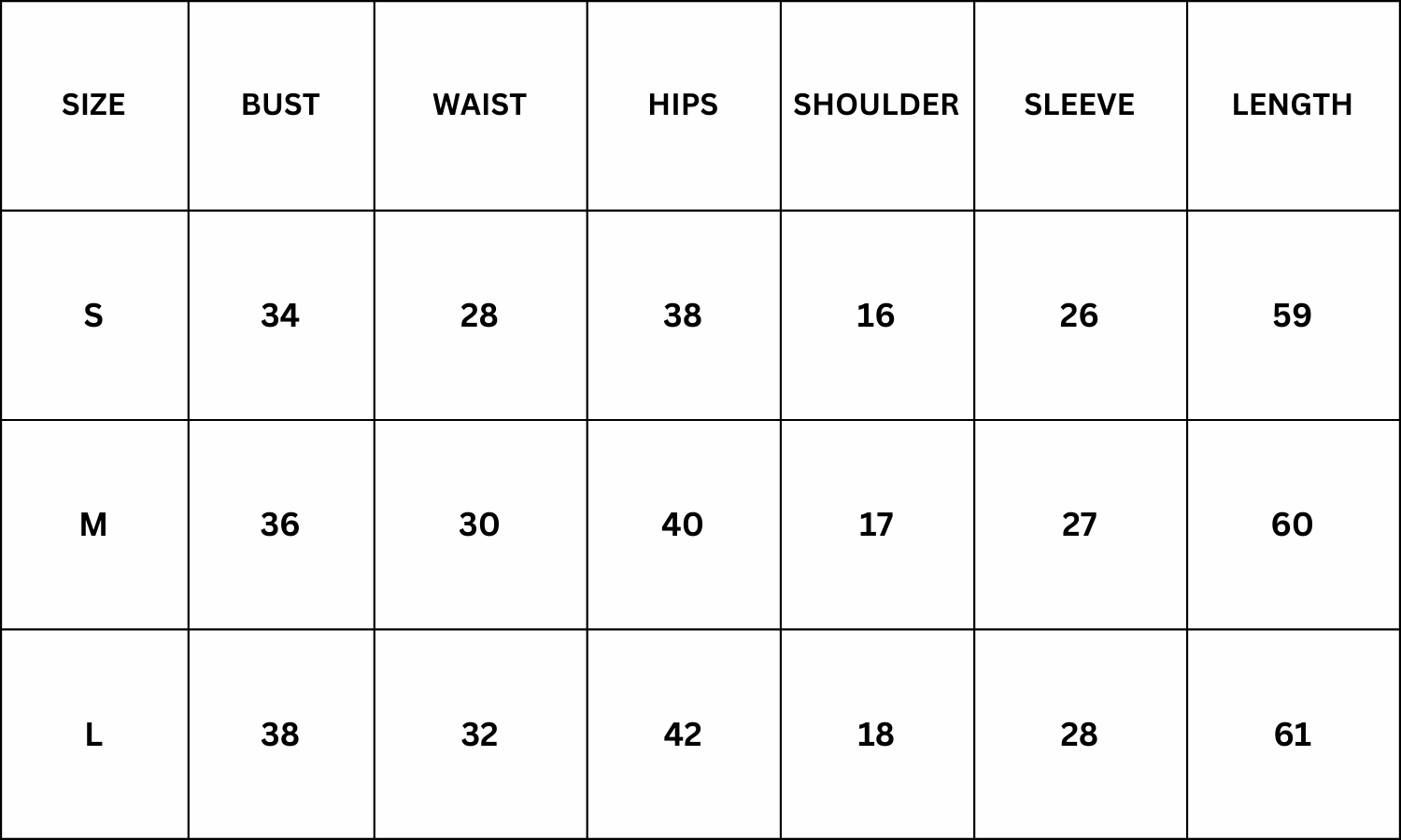 Size Chart for Viara Maxi Dress - White