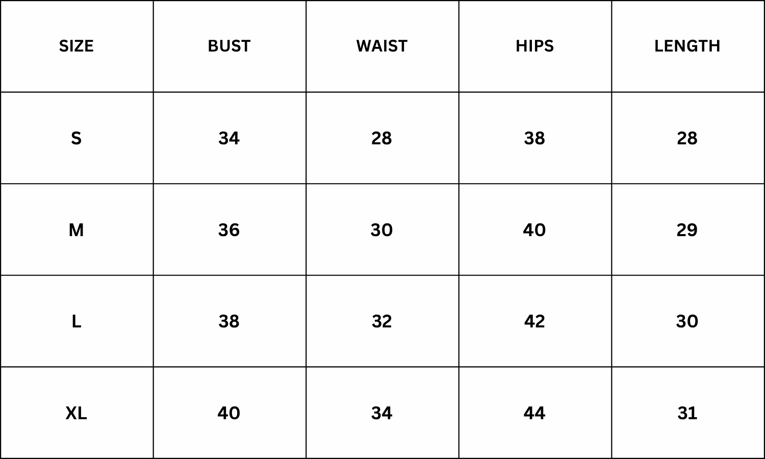 Size Chart for Corrin Mini Dress - White