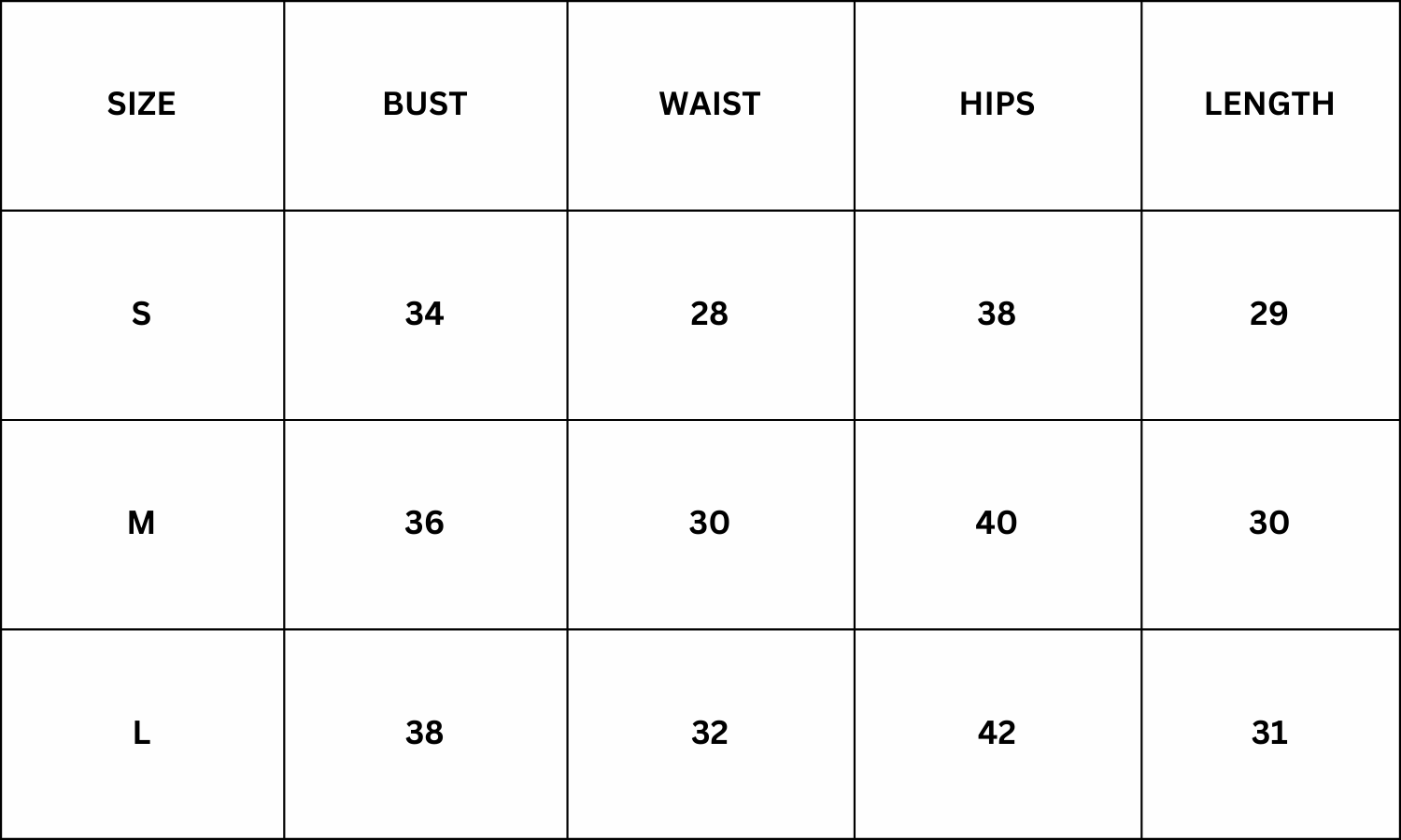 Size Chart for Aveny Mini Dress - Apricot