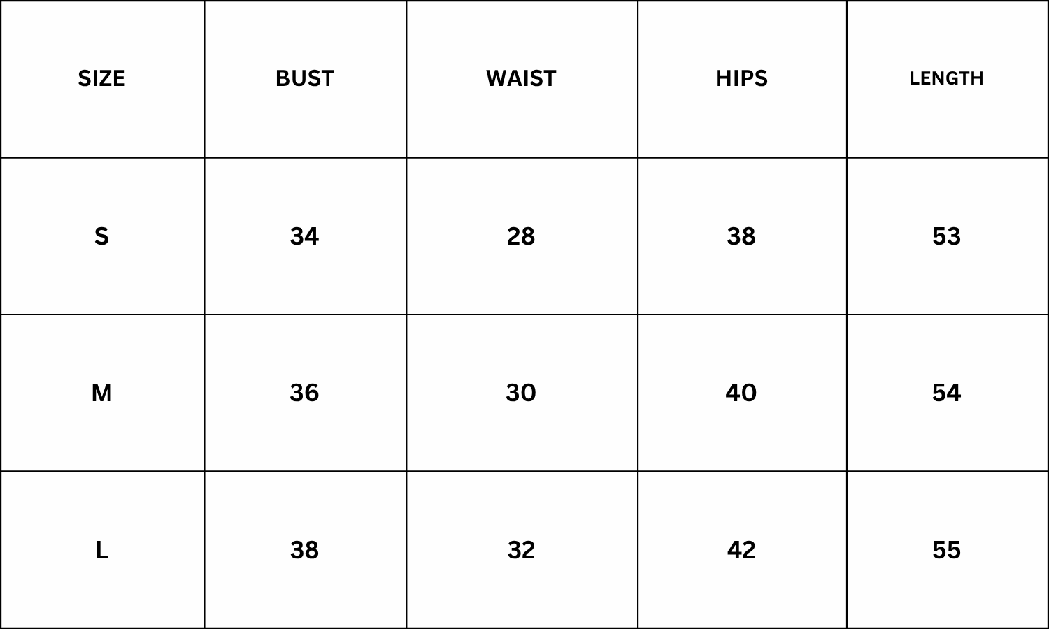 Size Chart for Akira Dress - Red