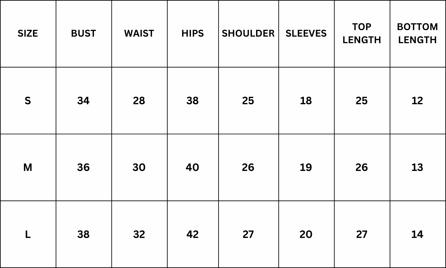 Size Chart for Salma Night Suit Co ord Set - Brown