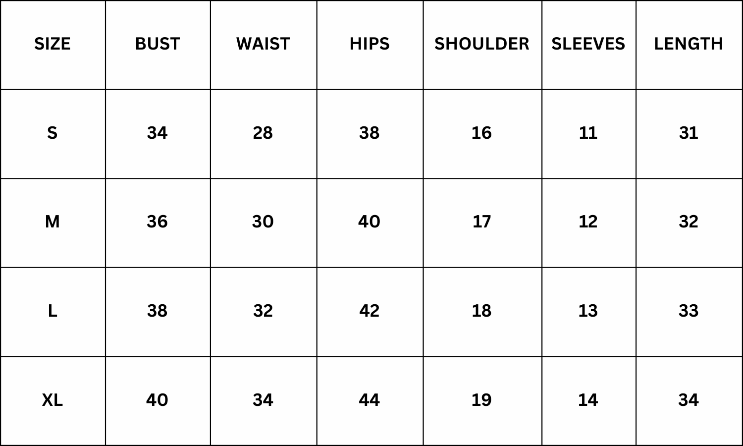 Size Chart for Alessia Mini Dress - Orange