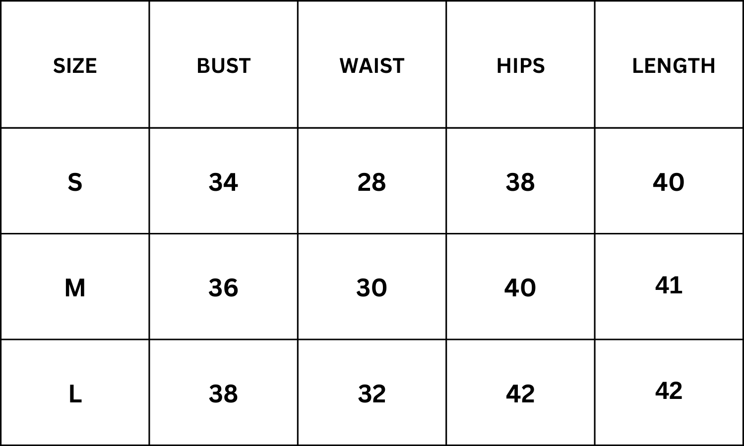 Size Chart for Mansi Vashishta X MIakee - Felipe