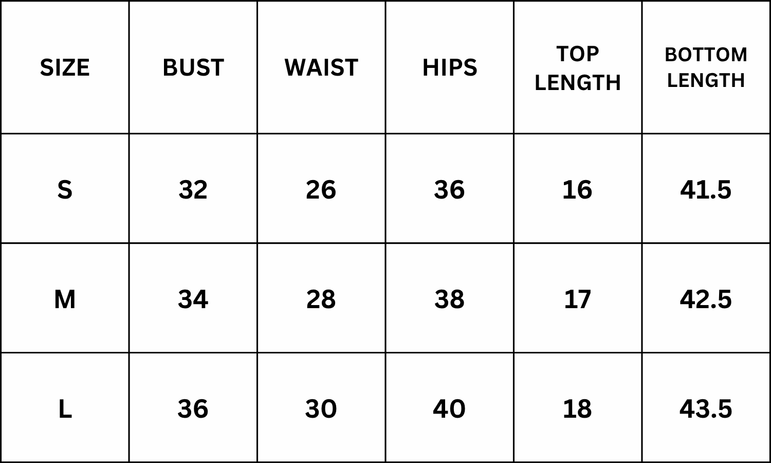 Size Chart for Freya Co-Ord Set - Brown