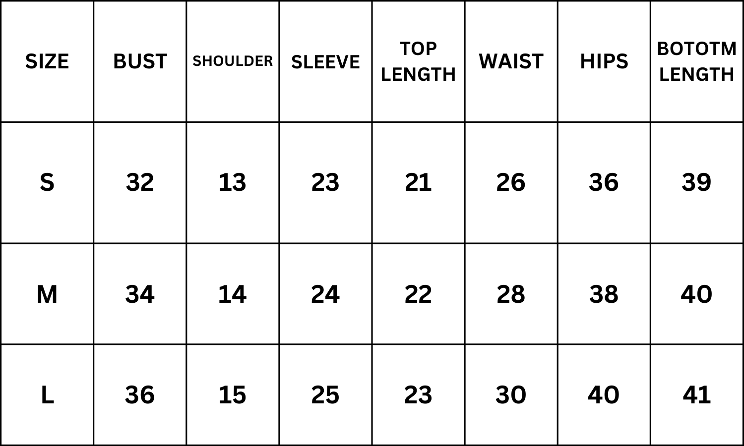 Size Chart for Power Lux-Beige