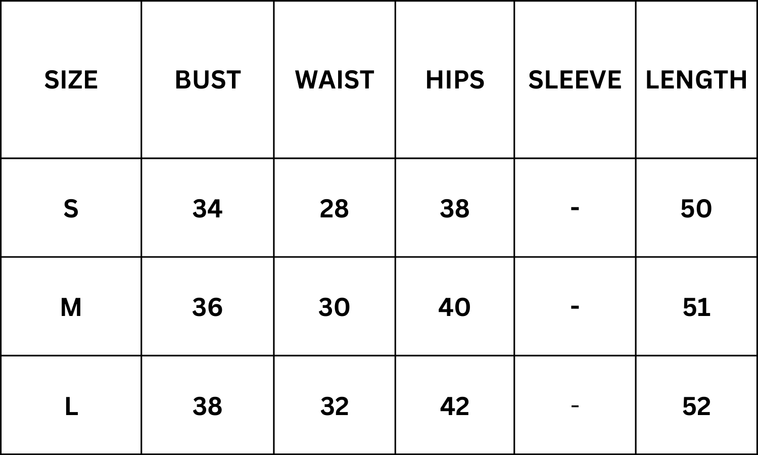 Size Chart for Mirny Maxi Dress - Black