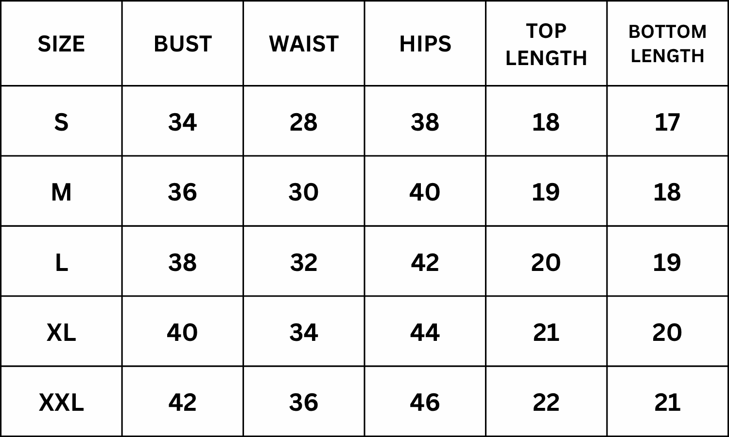 Size Chart for Beaver Co-Ord Set - Green
