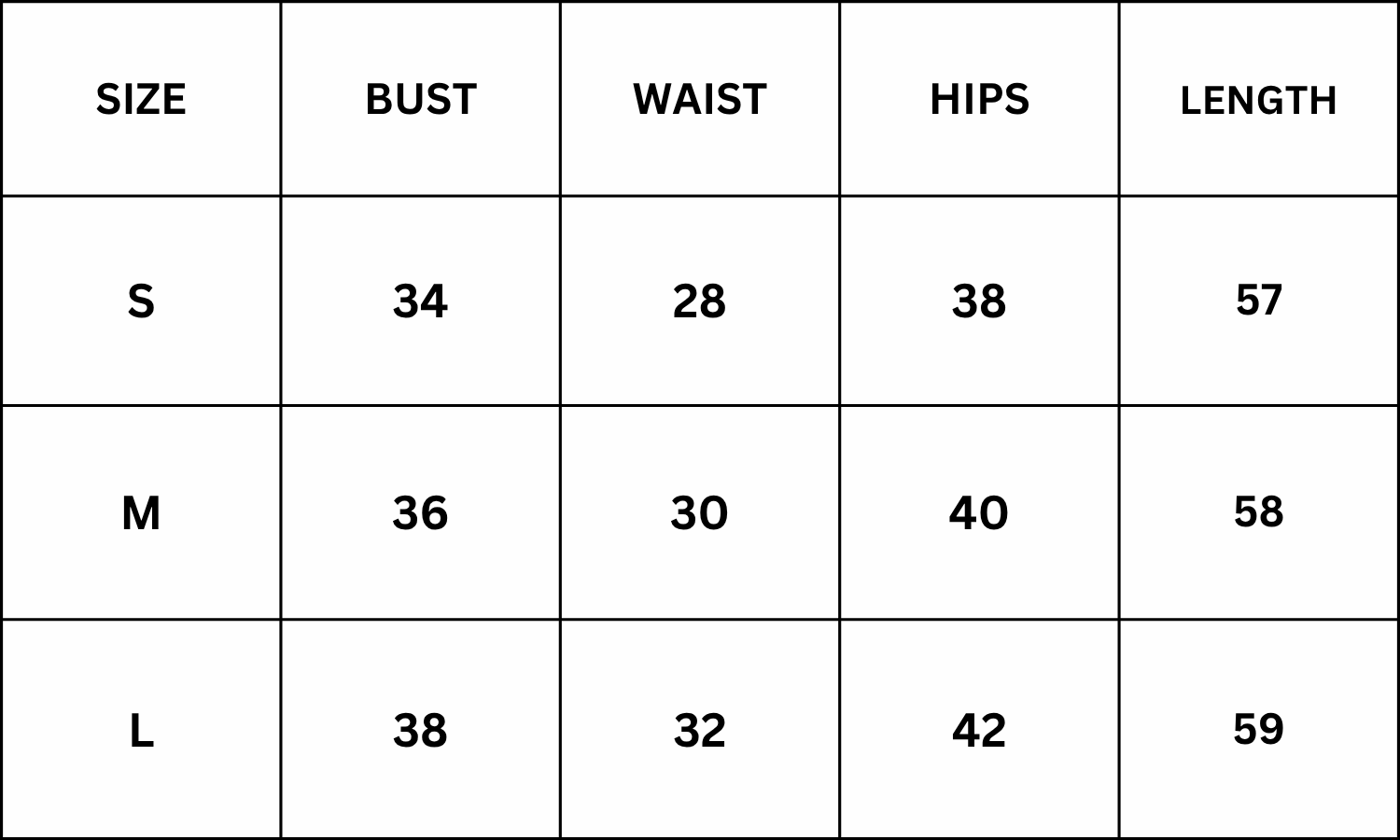 Size Chart for Gentry Maxi Dress - White