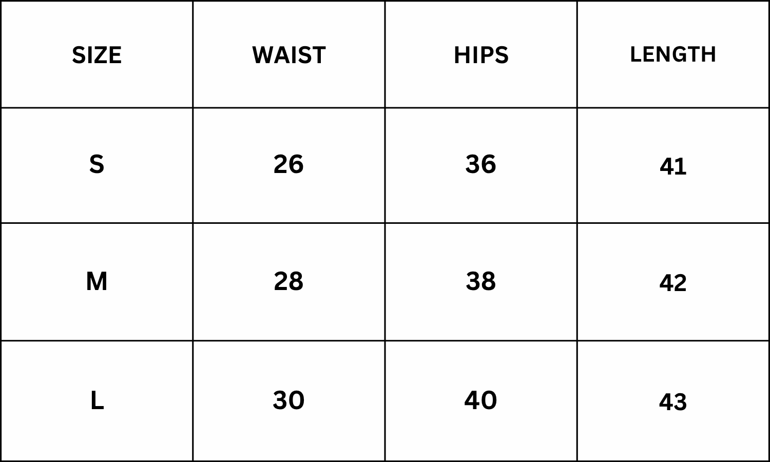 Size Chart for Linn Pants - Khaki