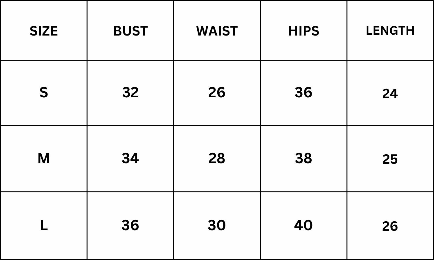 Size Chart for Morana Mini Dress - White