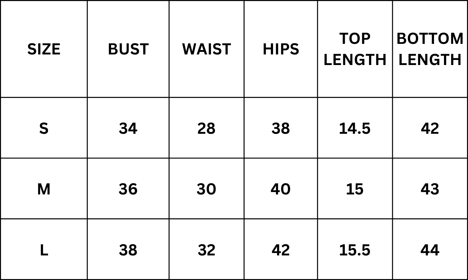 Size Chart for Taishan Co-Ord - Red