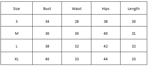 Size Chart for Shanaya Kapoor X Miakee – Rush Hour