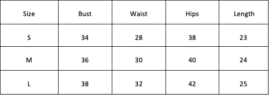Size Chart for Sicily Mini Dress-Blue