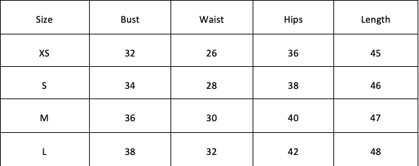 Size Chart for Alisha Off-Shoulder Dress - Red