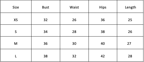Size Chart for Cleo Mini Dress-Pink