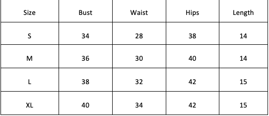 Size Chart for Rush Off-Shoulder Top-Dark Blue