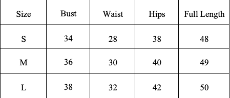 Size Chart for Tiffany Jumpsuit - Blue