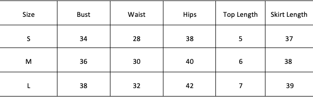 Size Chart for Aimee Co-ord - Black