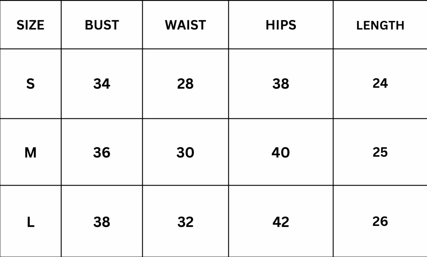 Size Chart for Fiorella Mini Dress - Black