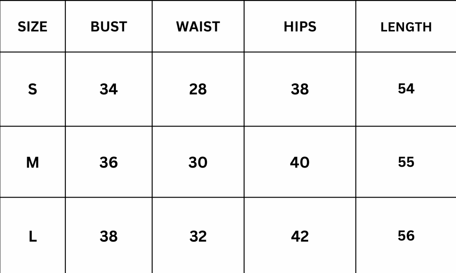 Size Chart for Veloria Maxi Dress - Yellow