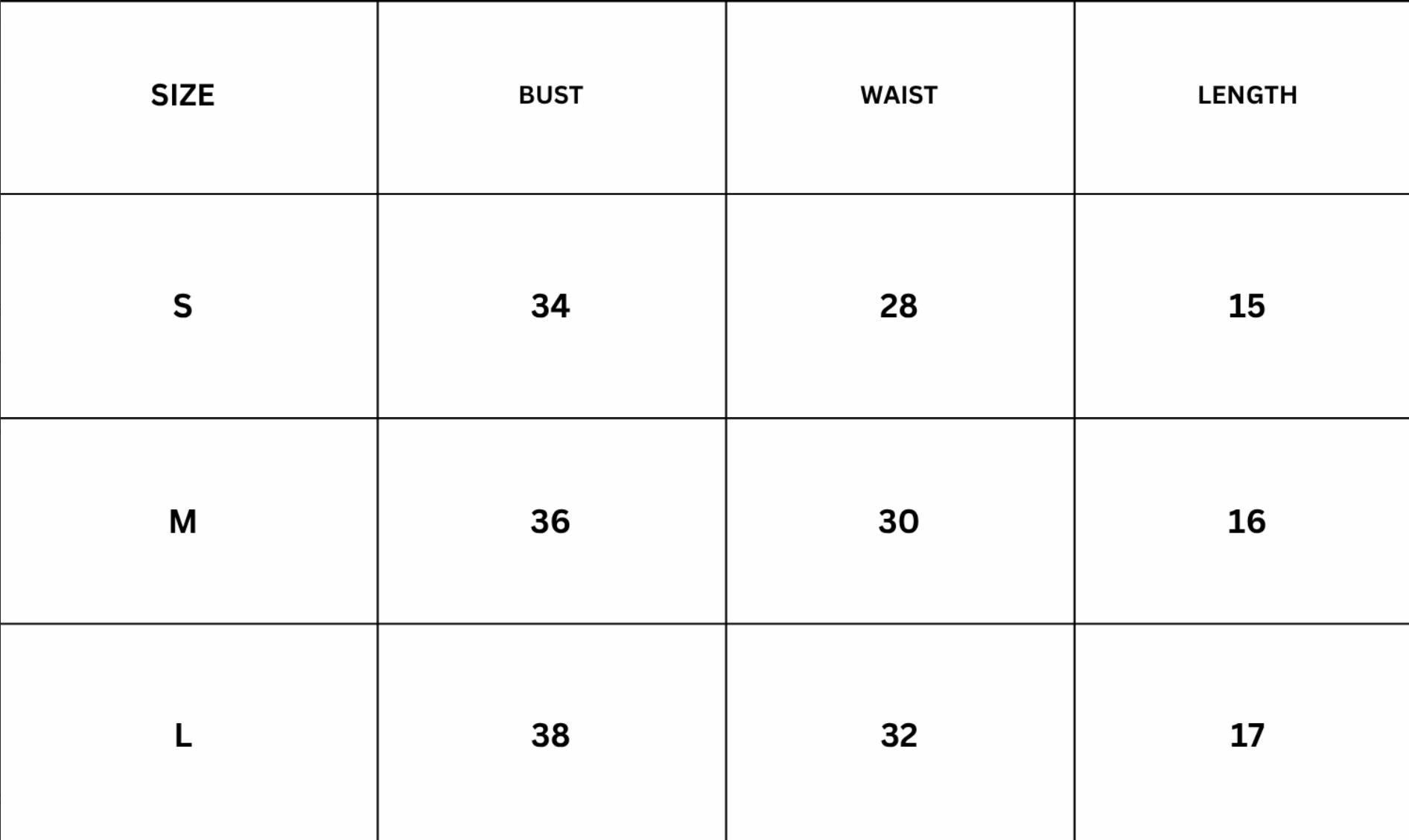 Size Chart for Hena Top - Blue