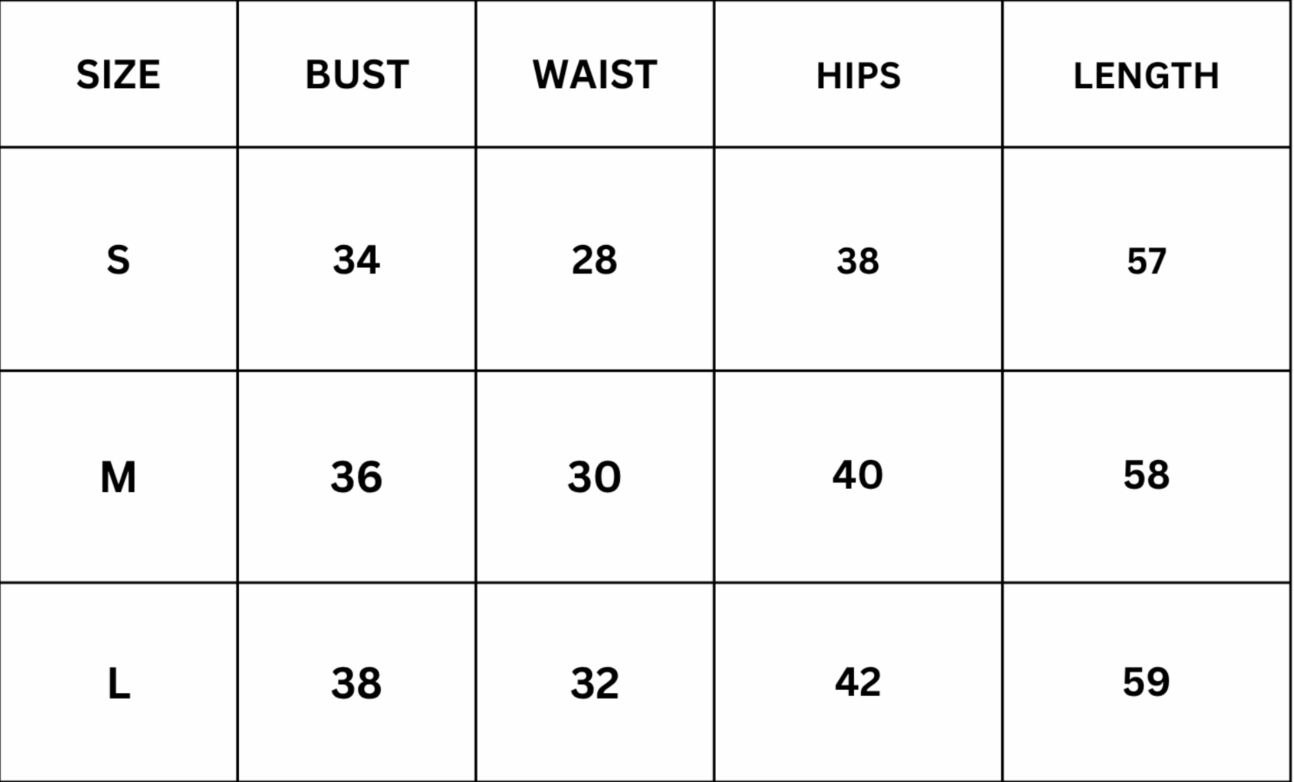 Size Chart for Zerena Maxi Dress - White