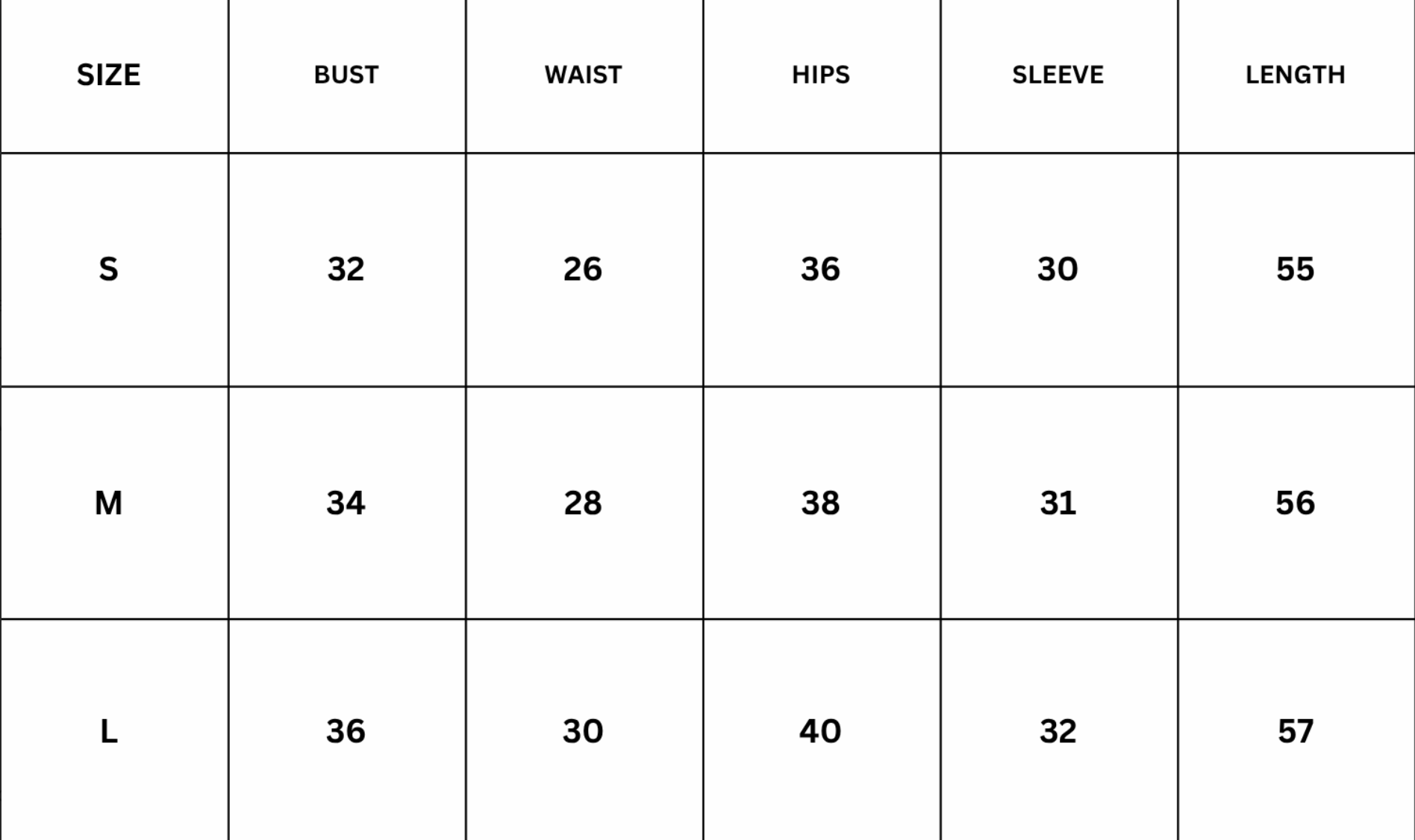 Size Chart for Olivra Maxi Dress - Maroon