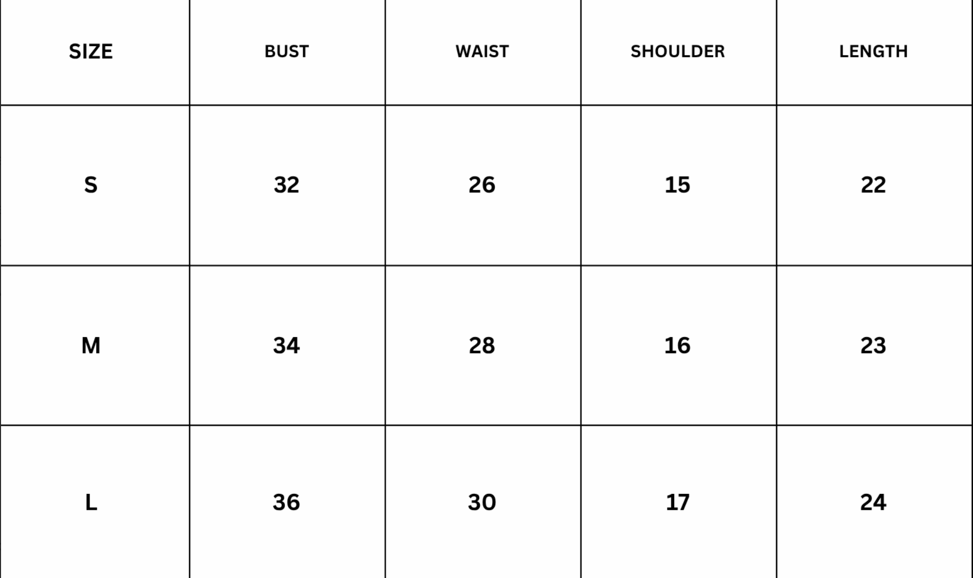 Size Chart for Sombra Jacket Top - Brown