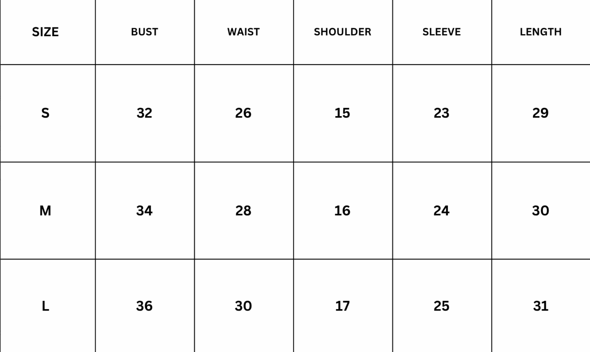 Size Chart for Elaris Shirt - Blue