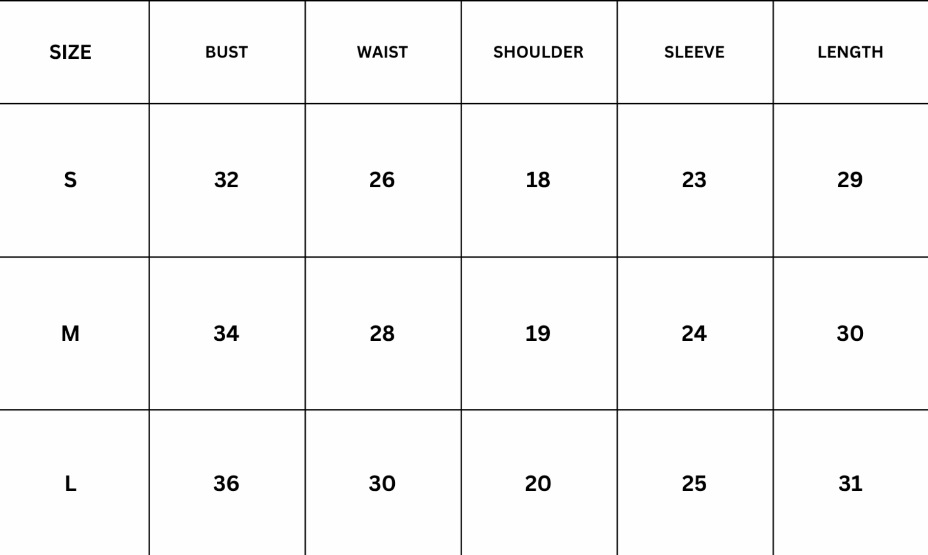 Size Chart for Soraya Shirt - Blue