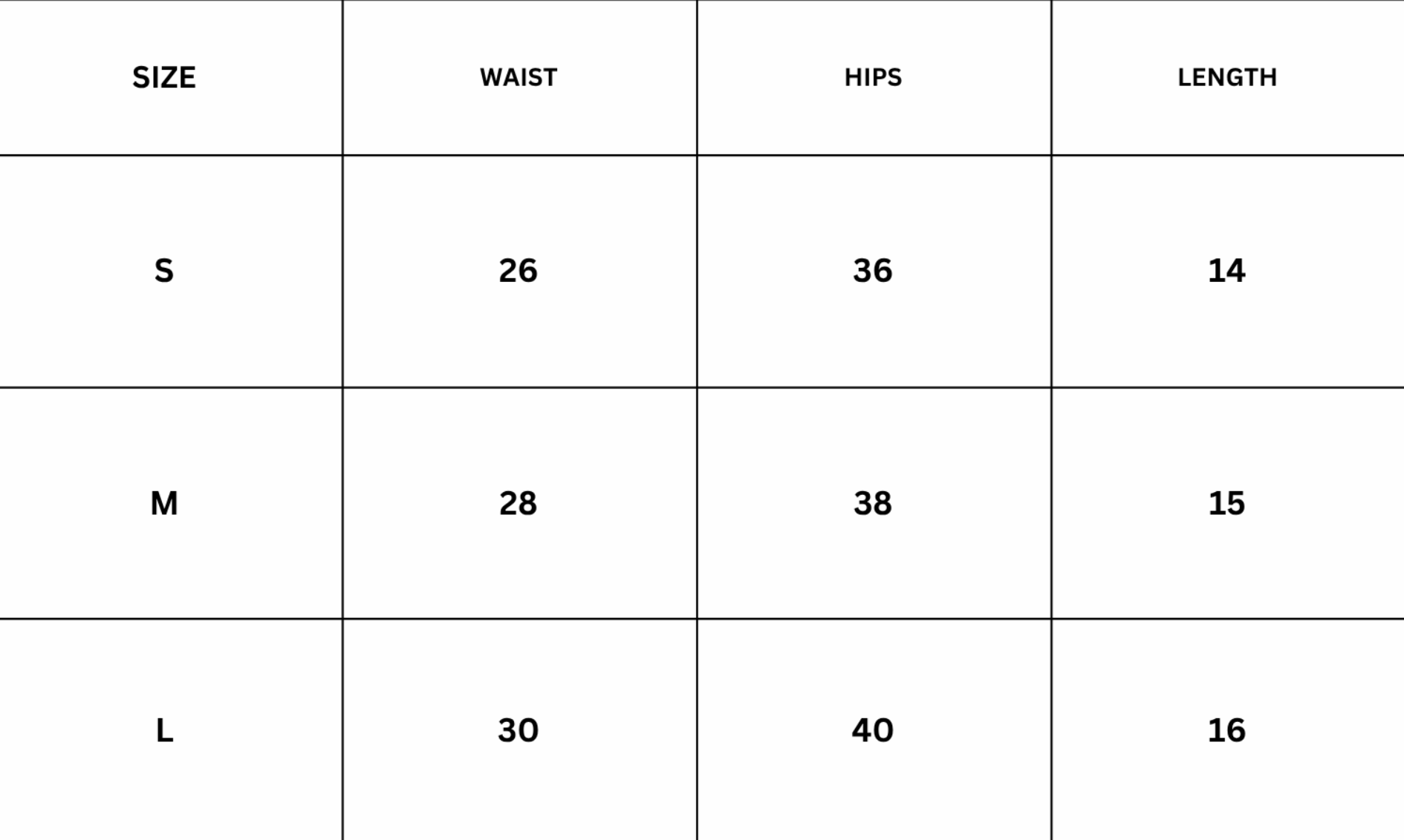 Size Chart for Alicia Mini Skirt - Brown