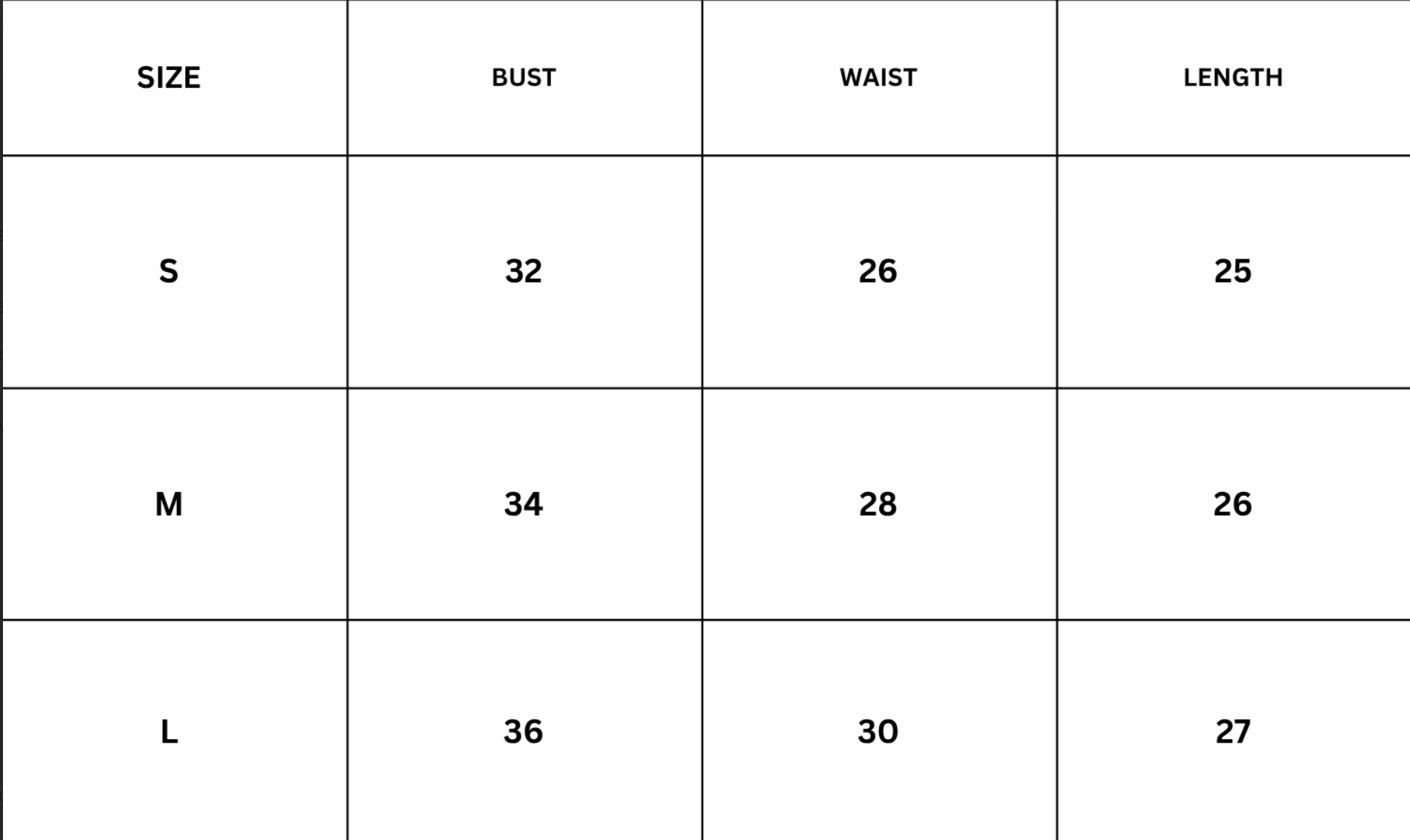 Size Chart for Renée Top - Brown