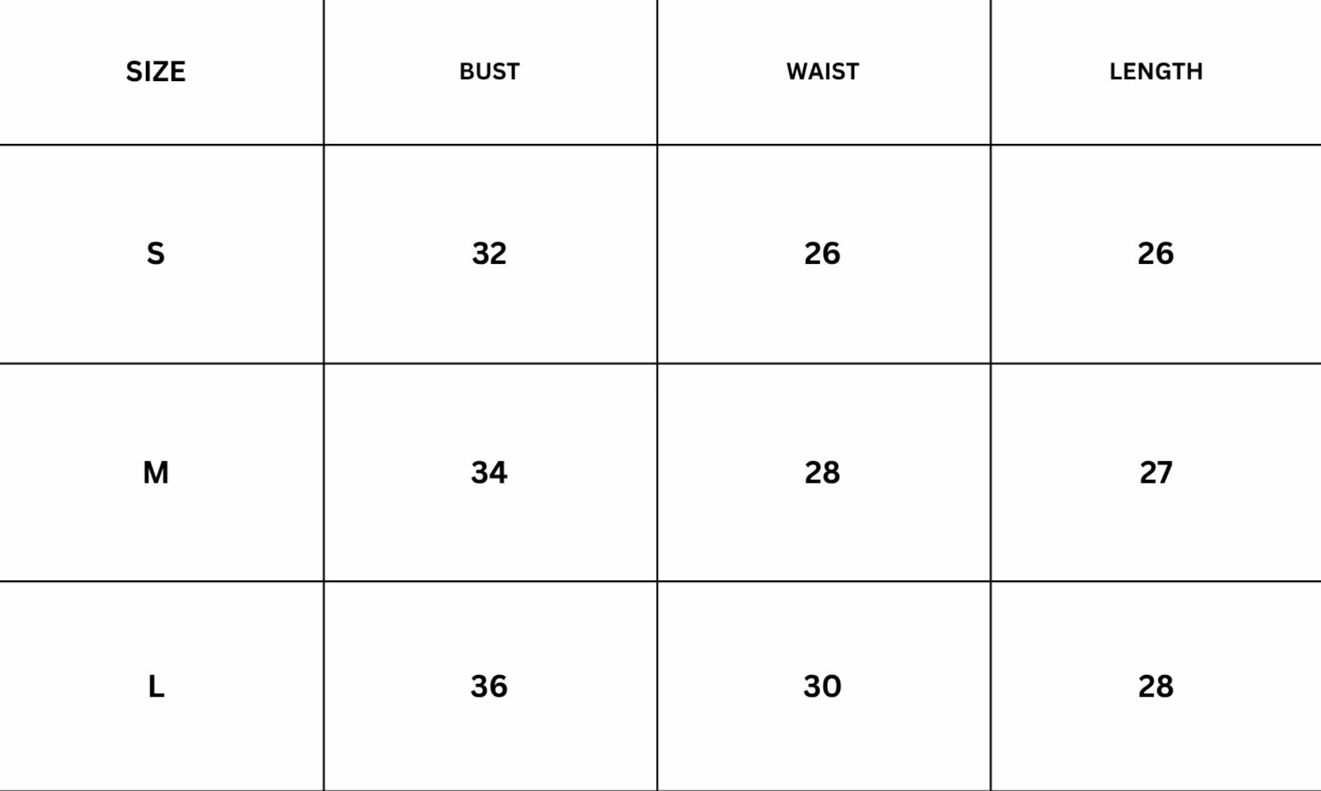 Size Chart for Halez Jacket - Apricot