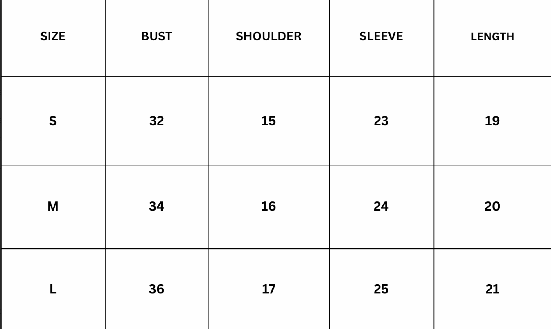 Size Chart for Julian Top - Maroon