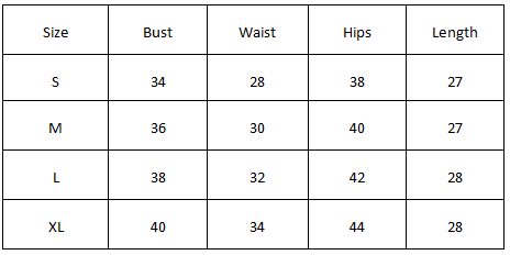 Size Chart for Chelsey Mini Dress - Orange