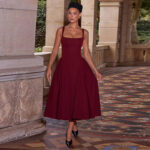 Kirk Midi Dress maroon (2)