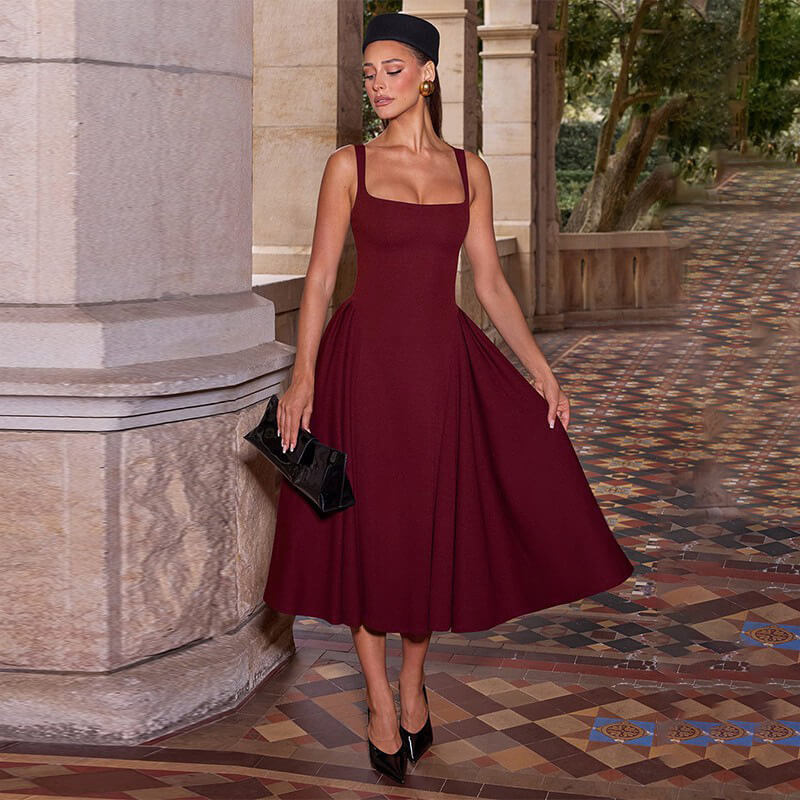 Kirk Midi Dress maroon (3)
