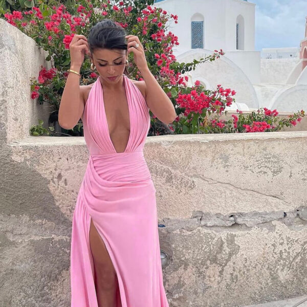 Rosier Slit Dress pink (4)